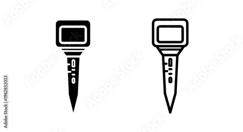 Soil tester icon set black and white garden equipment vector graphic