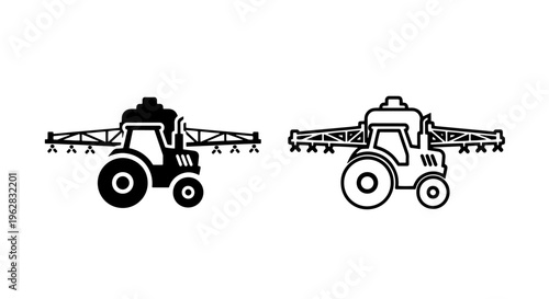 Sprayer tractor icon, agricultural machine, farm equipment technology