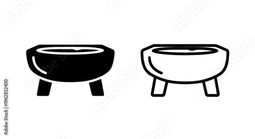 Bowl icon silhouette and outline, food dish symbol