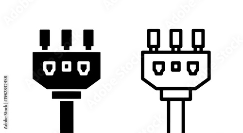 3-pin electrical plug connector icon - power, energy, technology, connection, plug in