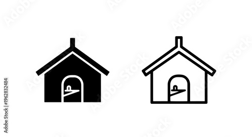 Small house icon with chimney - cottage, home, building, residence, real estate