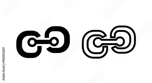 Chain link icon connecting two segments, solid and outline versions