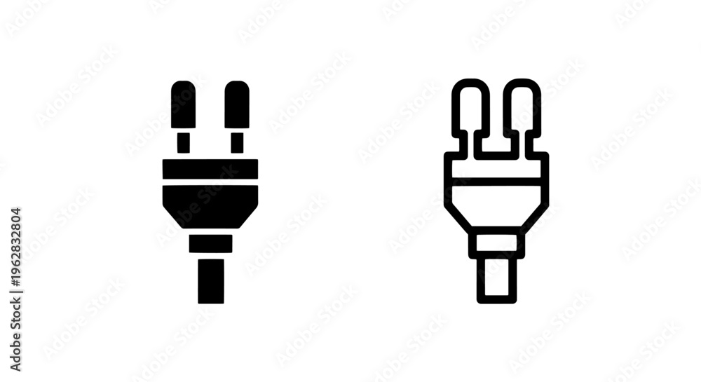 Obraz premium Black and white icons of an electrical power plug