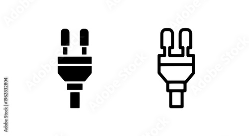 Black and white icons of an electrical power plug