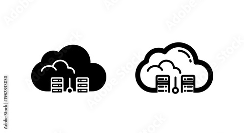 Cloud data storage servers icon, technology concept, vector graphics