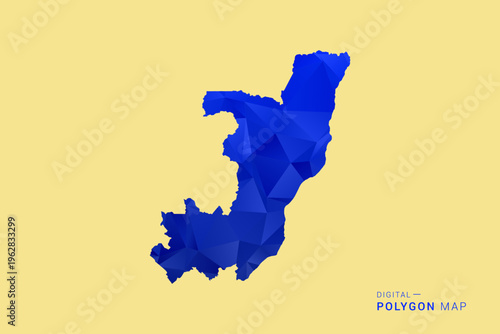 Congo Map - Low poly polygon map in deep blue gradient on soft beige background, modern minimal geometric design, clean abstract vector illustration with faceted triangulated style.