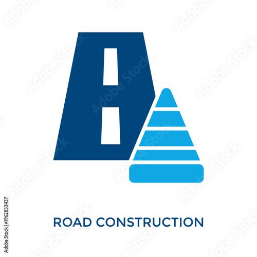 Road Construction Icon Dual Tone Style. Vector Illustration For Graphic Design