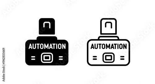 Automation icon with label, process control and technology symbol
