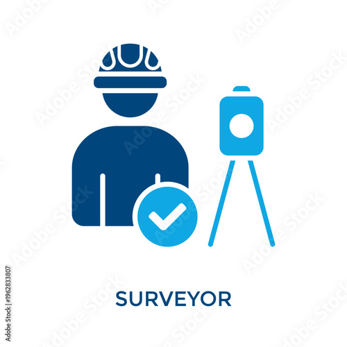 Surveyor Icon Dual Tone Style. Vector Illustration For Graphic Design
