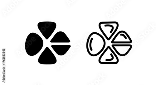 Abstract petal connection icon: four leaf clover style symbol