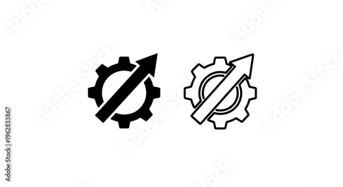 Settings upgrade icon: gear with diagonal upward arrow symbol