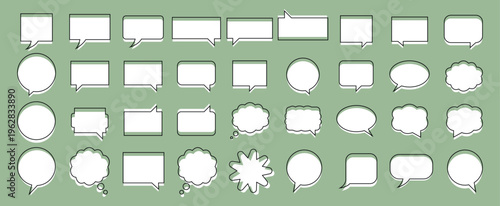 Speech Bubble Collection Set. Chat, Thought and Message Blank White Shapes. Vector Illustration
