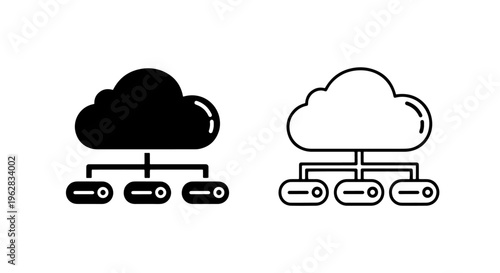 Cloud computing nodes icon. distributed network service glyph vector graphic