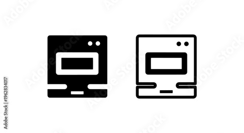 Computing server device icon. data terminal display glyph vector graphic