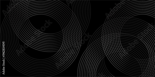 3D techno abstract background overlap layer on dark space with glowing white circles shape decoration for banner, flyer, card vector flow lines