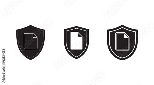 Shield icons with document symbols for security and protection concepts  representing safety and privacy