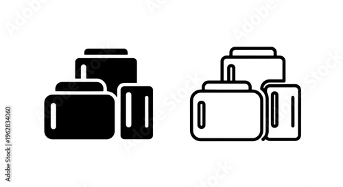 Stacked data storage servers icon - cloud computing & multiple database units symbol