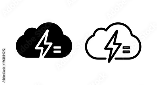 Cloud computing power icon - digital cloud energy & fast server processing symbol