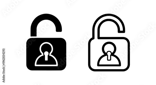 User account padlock icon: secure access, authentication and privacy system symbol
