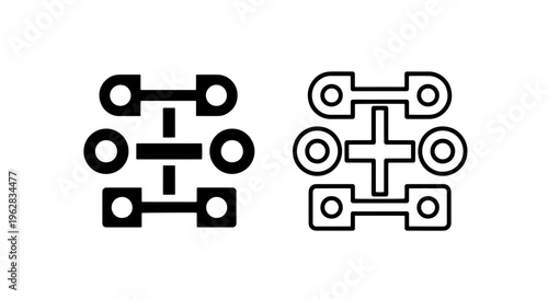 Modular structure component icon: interconnected network data architecture and system block diagram