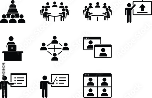 Castle and fortress icon set featuring medieval tower designs, fairytale palace silhouettes, defensive stone walls, and ancient kingdom architectural