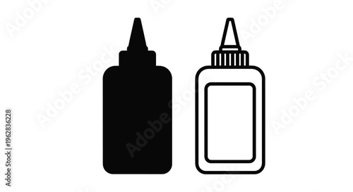 Two bottle shapes displayed as a stark black silhouette