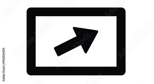 Black frame displaying a right pointing arrow in stark silhouette