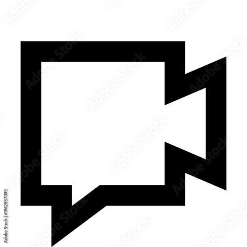 Video camera icon in sharp bold line style for communication, streaming, or content capture. Perfect for apps, websites, or platforms managing live calls, recording, or media broadcasts.