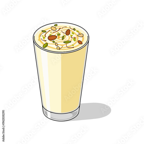 Refreshing Indian Sweet Lassi Yogurt Drink Vector Illustration