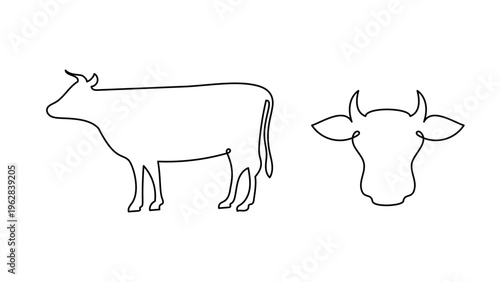 Cow icon, Farm Animal and Livestock Symbol for Agriculture and Dairy Production, Cattle Illustration for Farming Rural Life and Animal Husbandry icon
