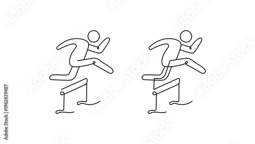 Hurdles Jump icon, Track and Field Athlete Jumping Over Hurdles in Competitive Sports Training, Athletics Performance and Running Event for Speed Agility and Fitness icon