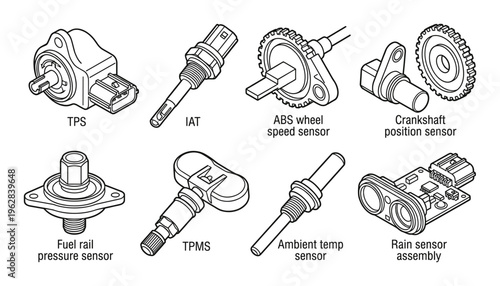 Automotive sensors collection TPS IAT ABS wheel speed crankshaft position fuel rail
