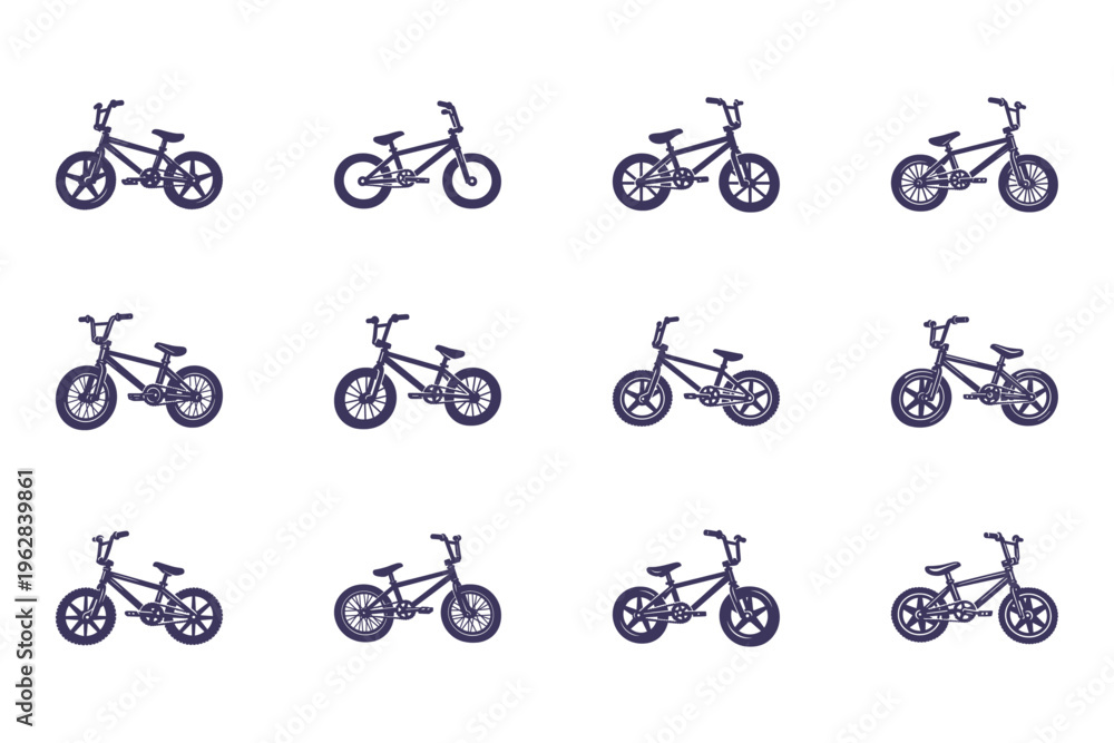 Fototapeta premium Stylized BMX Bicycle Vector Illustration Grid on White Background