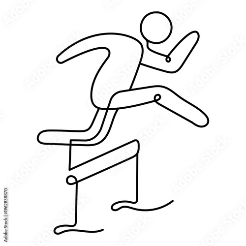Hurdles Jump icon, Track and Field Athlete Jumping Over Hurdles in Competitive Sports Training, Athletics Performance and Running Event for Speed Agility and Fitness icon