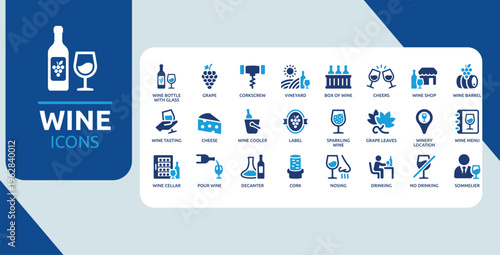 Wine and Winery Symbols – Tasting, Vineyard and Beverage Culture Icon Collection