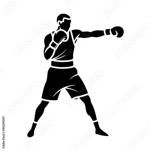 Boxer Throwing Punch Vector Icon