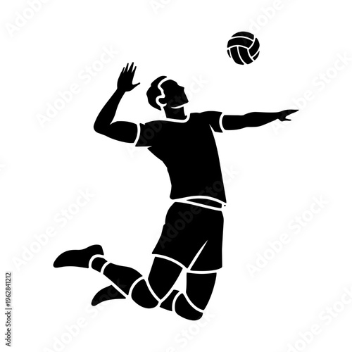 Volleyball Player Jumping Vector Icon