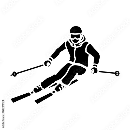 Skier Slaloming Vector Icon