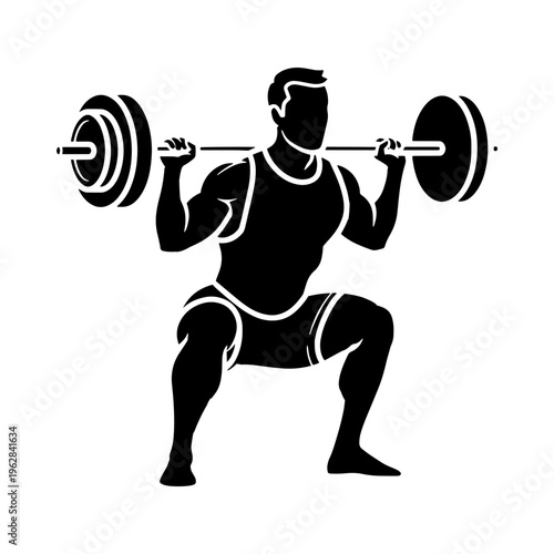 Weightlifter Squatting Vector Icon