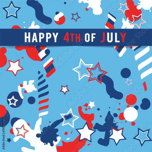 Patriotic themed illustration with stars and festive elements