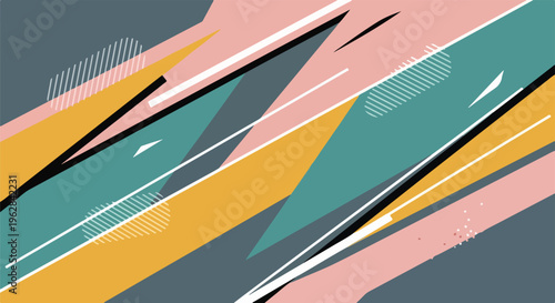 Modern abstract art with geometric shapes and various color blocks