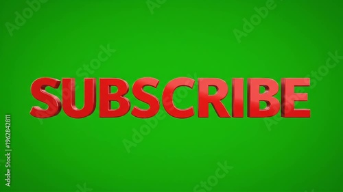 Red Subscribe Button Animation on Green Screen with Lens Flare Effect.