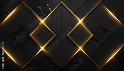 Geometric gold lines on a dark panel, creating a symmetrical design
