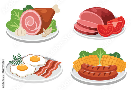 Delicious Breakfast Food Vector Illustration