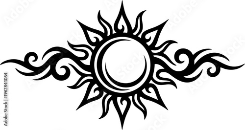 Celestial sun with radiant rays mystical solar star