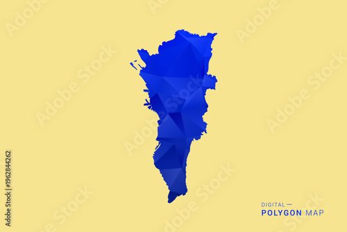 Manila Map - Low poly polygon map in deep blue gradient on soft beige background, modern minimal geometric design, clean abstract vector illustration with faceted triangulated style.
