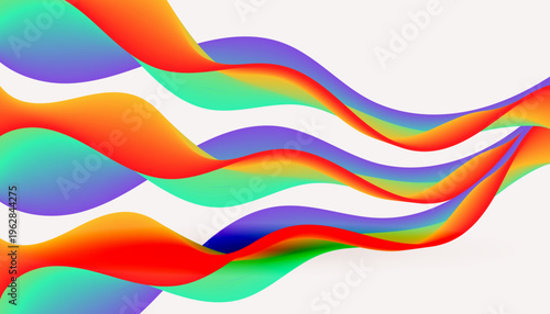 Vibrant abstract background featuring smooth flowing wave stripes in bold gradient colors. Dynamic curves and layered color transitions create a modern and energetic visual, perfect for posters.