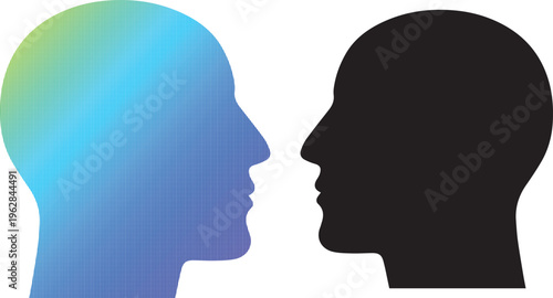 Human head profile silhouettes. Mental health concept.