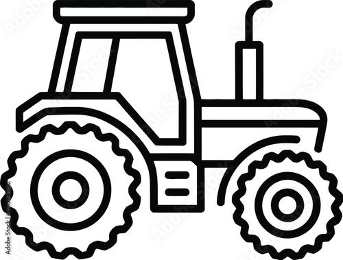 Simple outline drawing of a tractor with large wheels and a cab icon