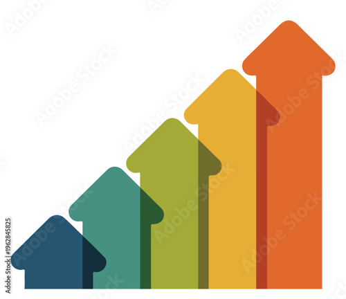 Colorful Arrows Pointing Upward in Growth Chart